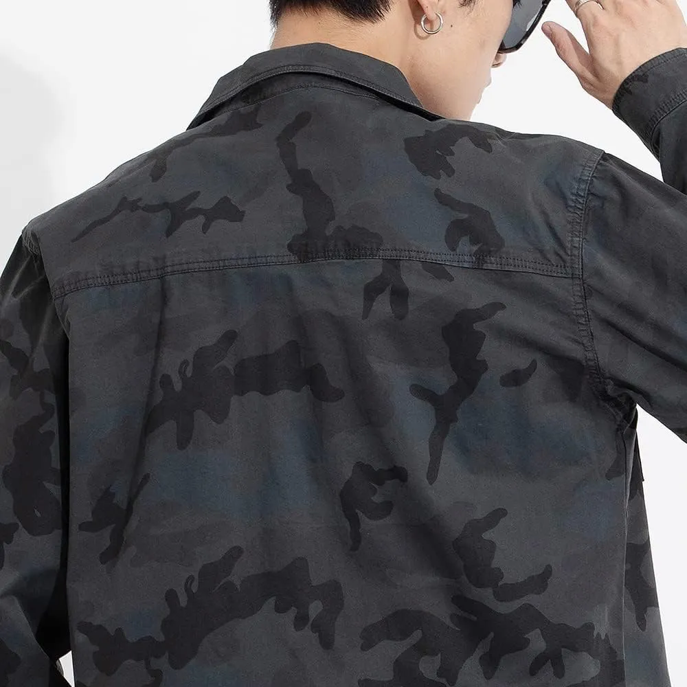Men's Camouflage Military Shirt Cotton Relaxed Fit Long Sleeves Casual Shirt