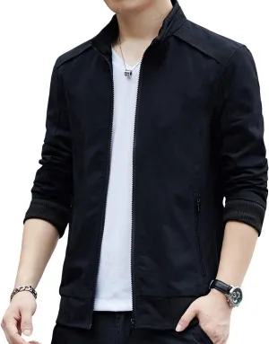 Mens Casual Windbreaker Outerwear Cotton Lightweight Jackets