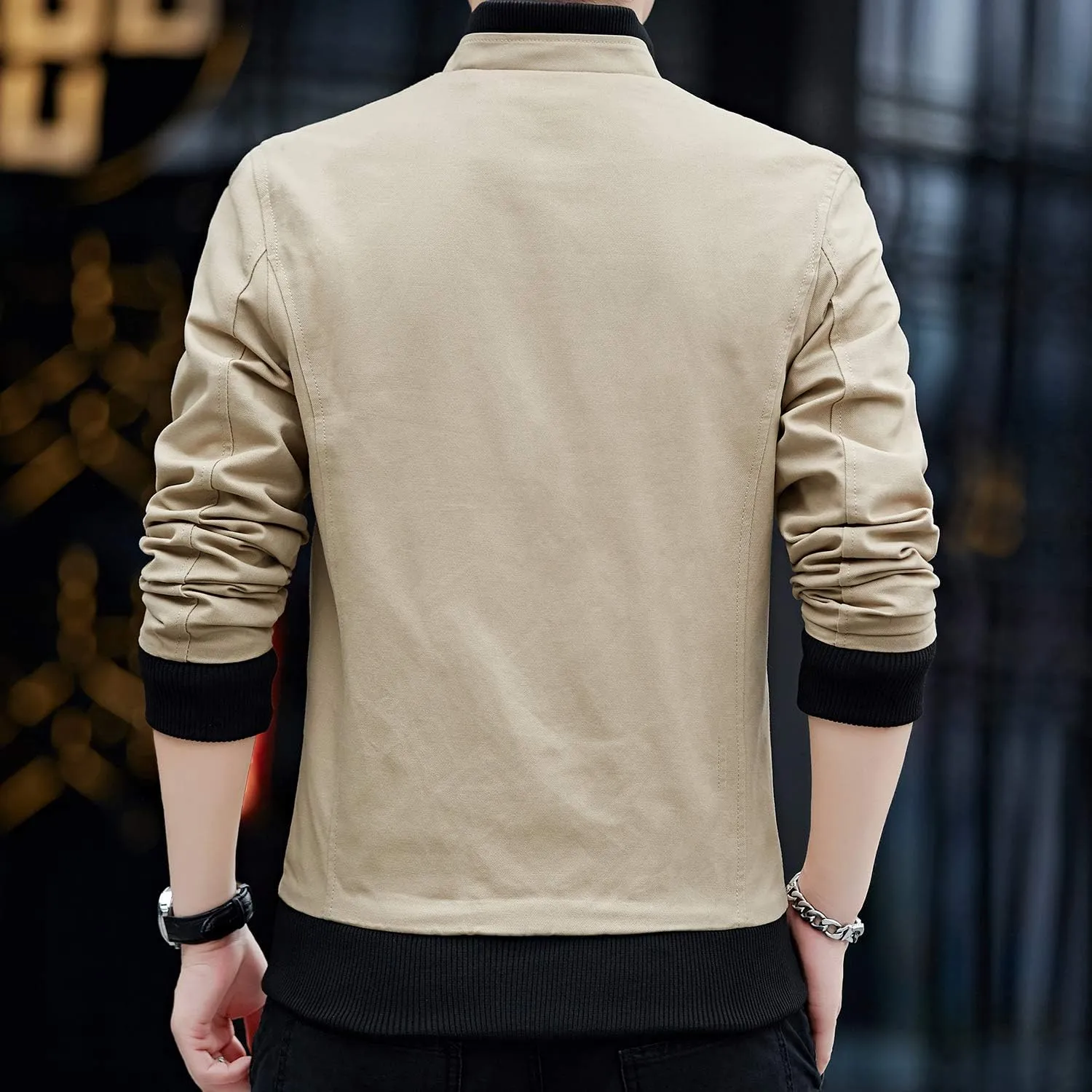 Mens Casual Windbreaker Outerwear Cotton Lightweight Jackets