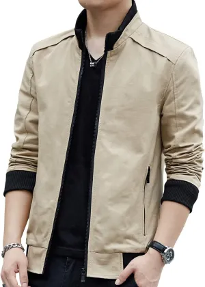 Mens Casual Windbreaker Outerwear Cotton Lightweight Jackets