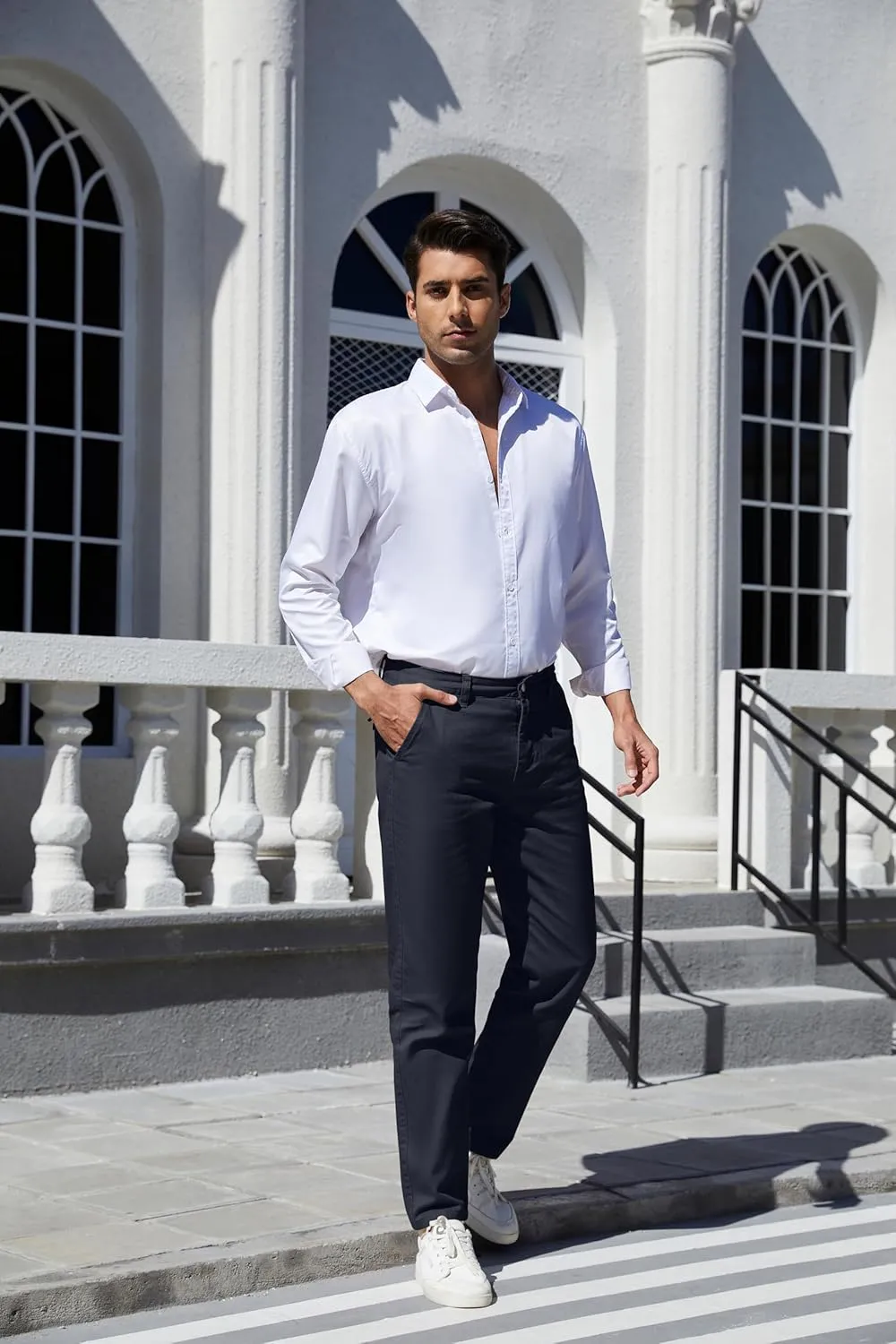 Men's Classic-Fit Straight Casual Fashion Stretch Cotton Chino Pants