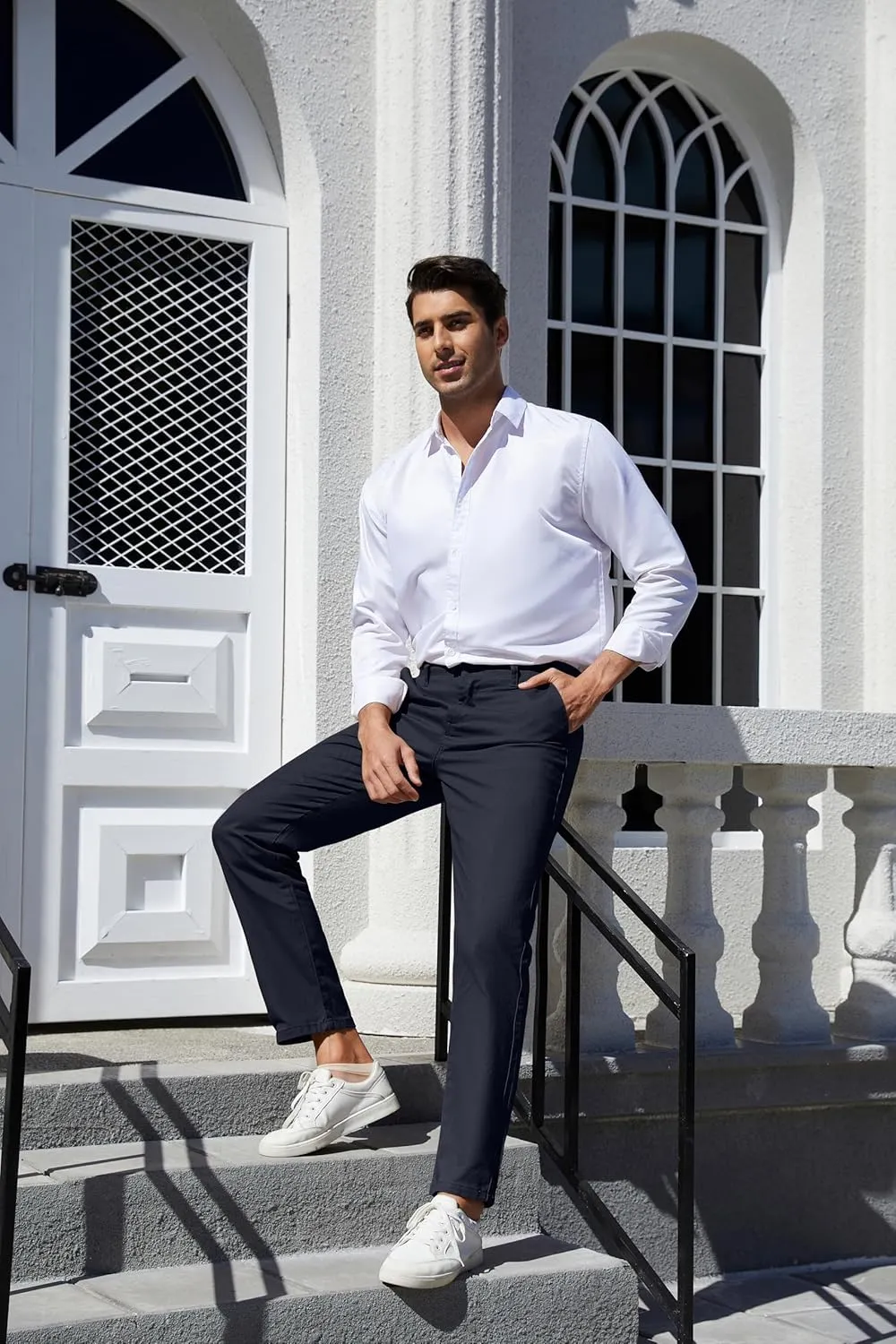 Men's Classic-Fit Straight Casual Fashion Stretch Cotton Chino Pants