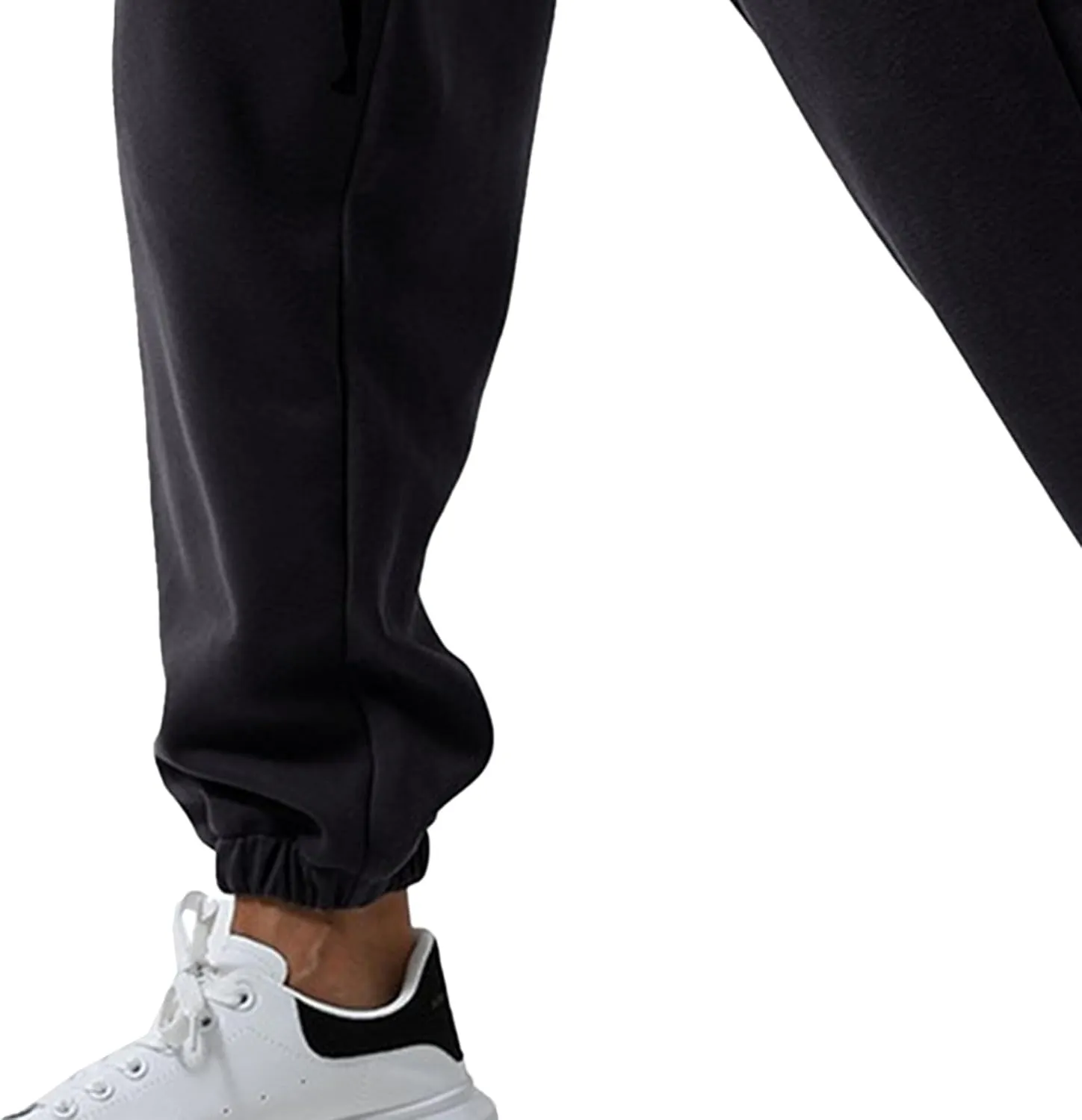 Men's Cotton Stretch Solid Workout Pants Elastic Waist Joggers Athletic Trousers Basic Drawstring Baggy Pants