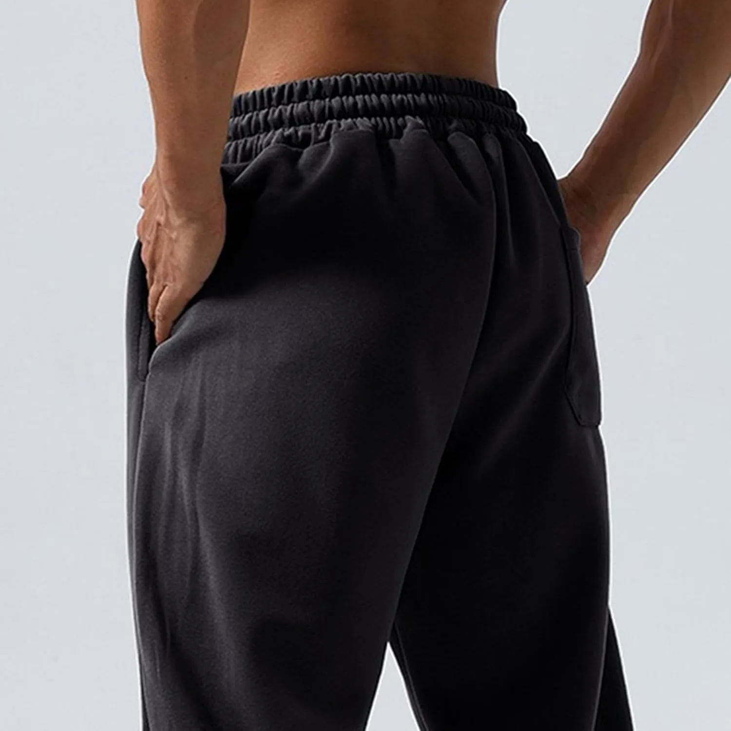 Men's Cotton Stretch Solid Workout Pants Elastic Waist Joggers Athletic Trousers Basic Drawstring Baggy Pants