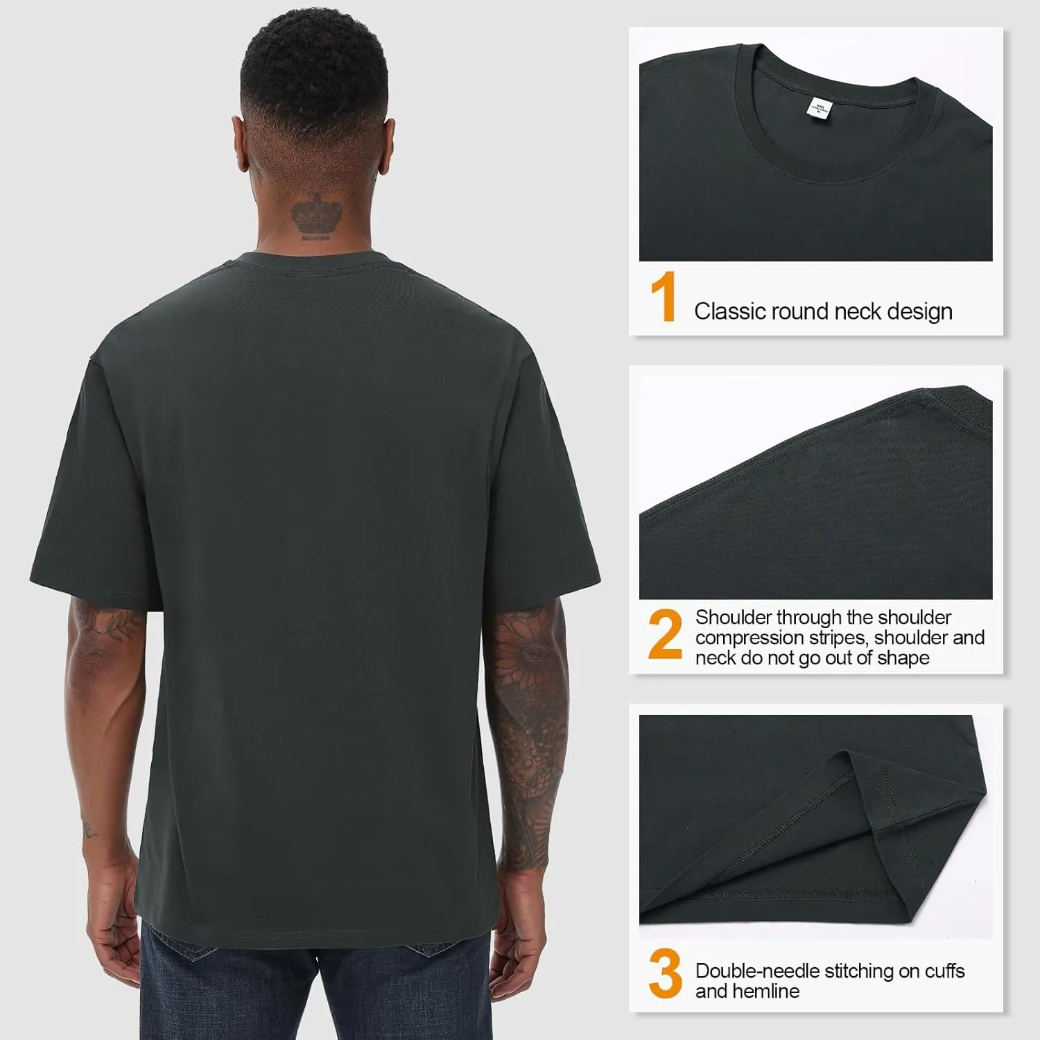 Mens Cotton T Shirts Short Sleeve Crew Neck Basic T-Shirt Essentials Crewneck Cotton T-Shirts Tees for Men