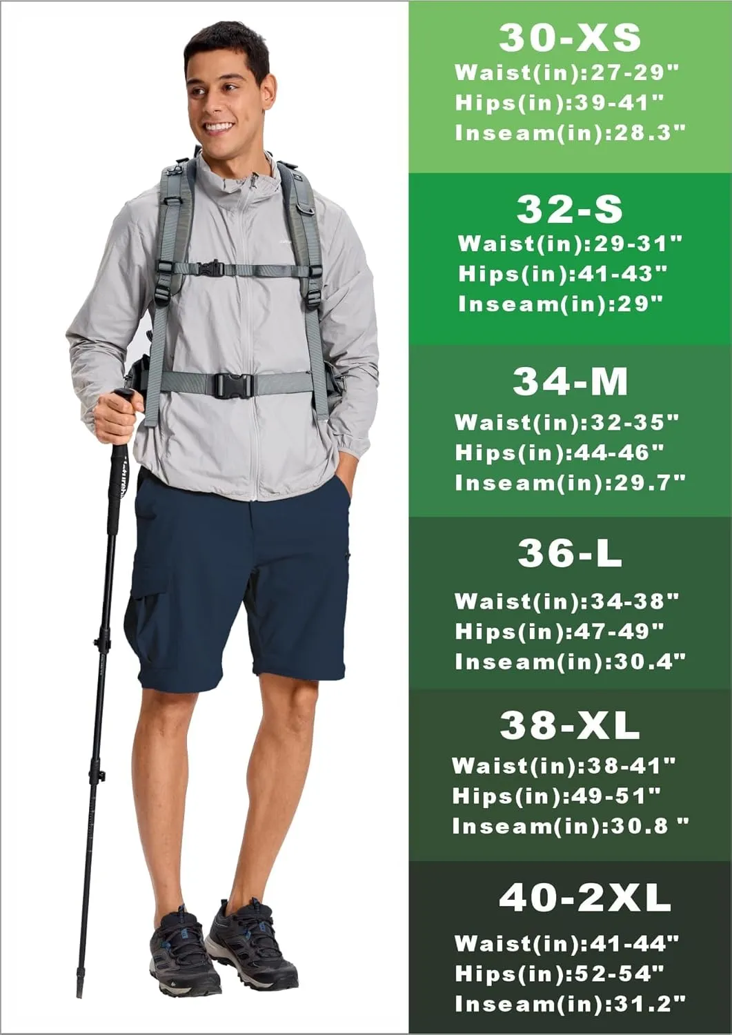Mens Hiking Cargo Pants Lightweight Quick Dry Convertible Zip Off Waterproof Travel Fishing Climbing Work Pants for Men