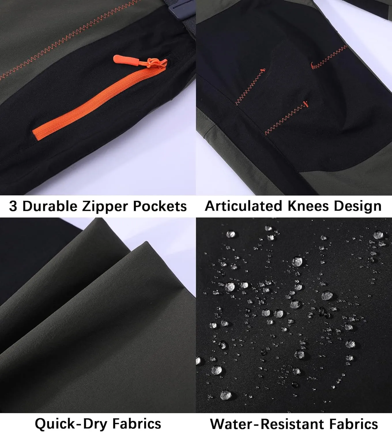 Men's Hiking Cargo Pants Quick-Dry Outdoor Water Resistant Lightweight Mountain Breathable Zipper Pocket Work Pants