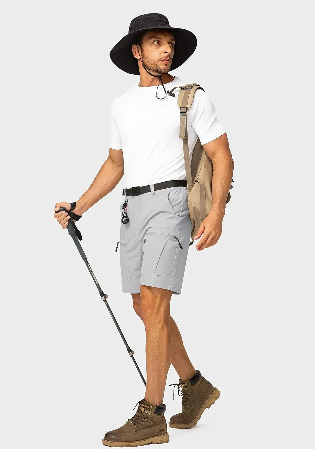 Men's Hiking Cargo Shorts Stretch Quick Dry Outdoor Tactical Shorts for Men with Multi Pocket for Fishing Casual