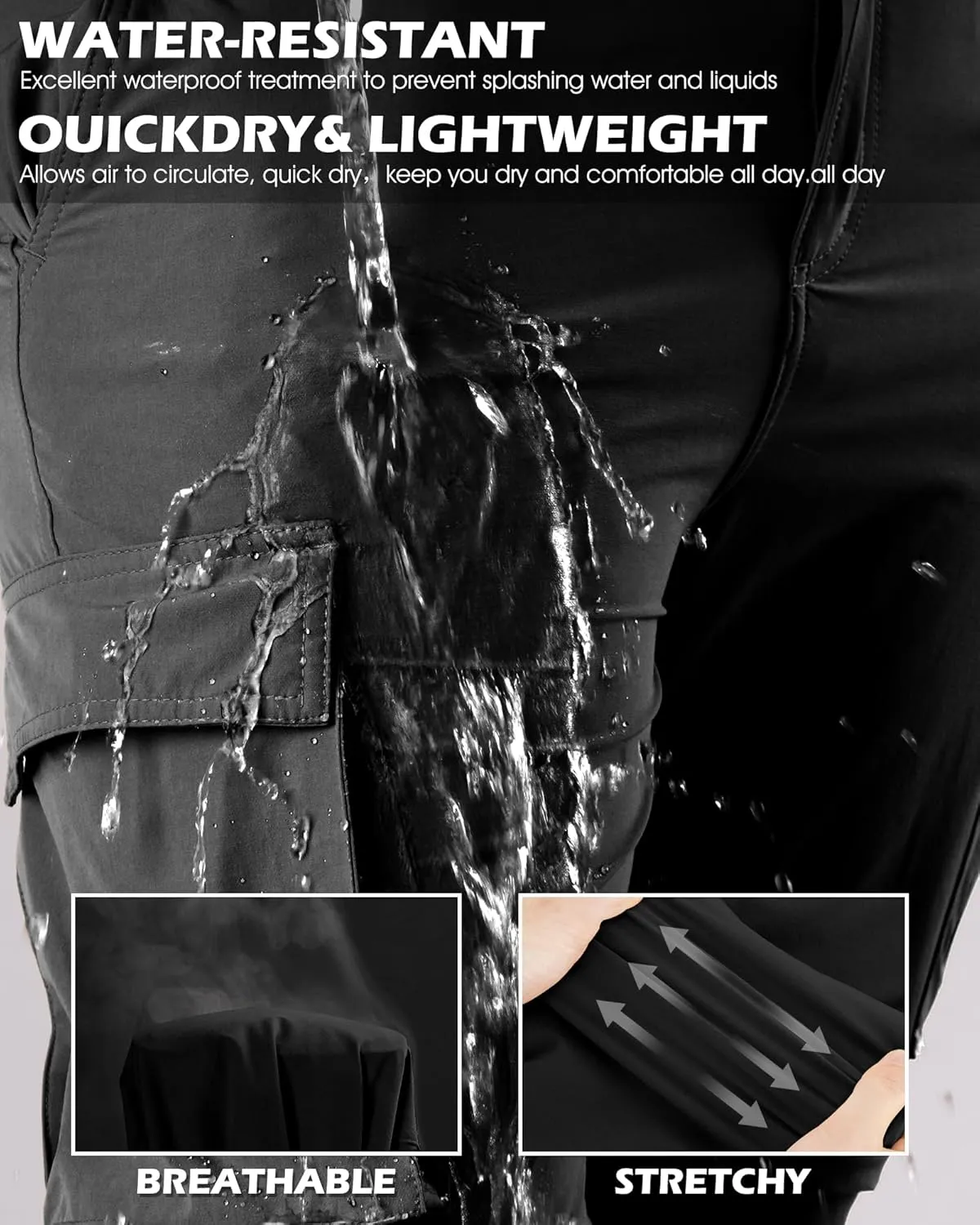 Men's Hiking Convertible Pants Quick Dry Lightweight Zip Off Cargo Pant Waterproof Fishing Shorts for Outdoor,Safari,Camping