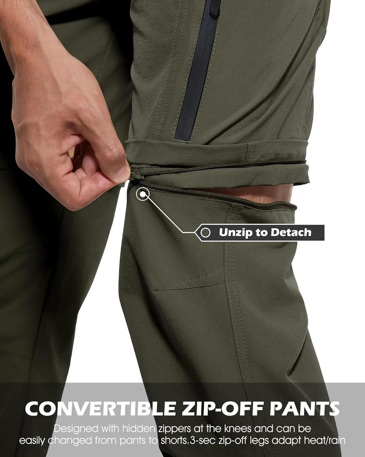 Men's Hiking Convertible Pants Quick Dry Lightweight Zip Off Cargo Pant Waterproof Fishing Shorts for Outdoor,Safari,Camping
