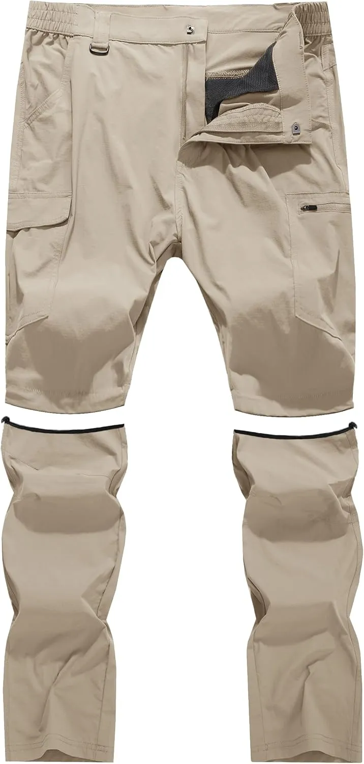 Men's Hiking Convertible Zip Off Pants Outdoor Waterproof Quick Dry Lightweight Fishing Safari Travel Cargo Work Pants