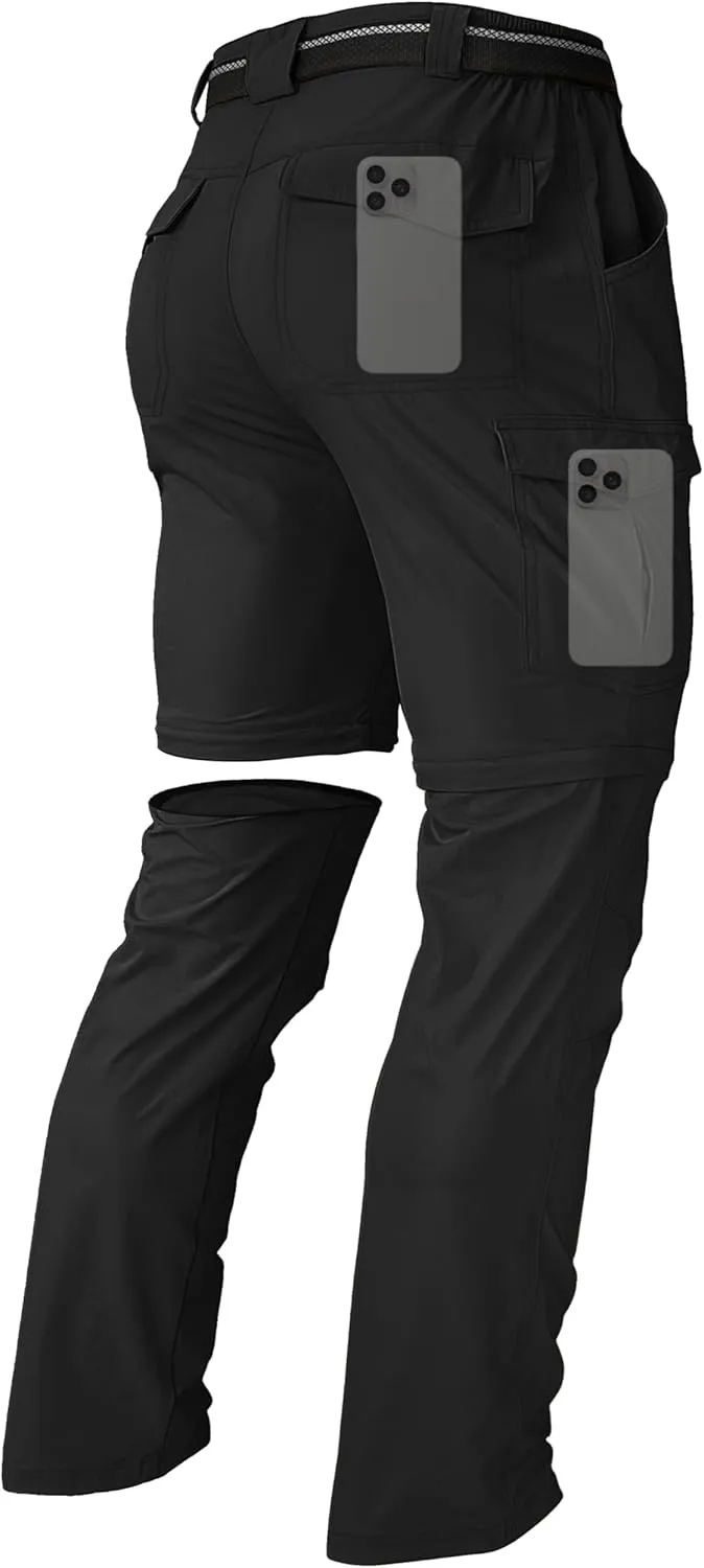 Men's Hiking Convertible Zip Off Pants Outdoor Waterproof Quick Dry Lightweight Fishing Safari Travel Cargo Work Pants