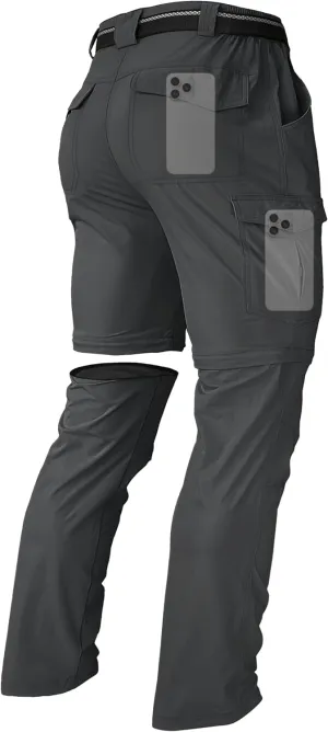 Men's Hiking Convertible Zip Off Pants Outdoor Waterproof Quick Dry Lightweight Fishing Safari Travel Cargo Work Pants