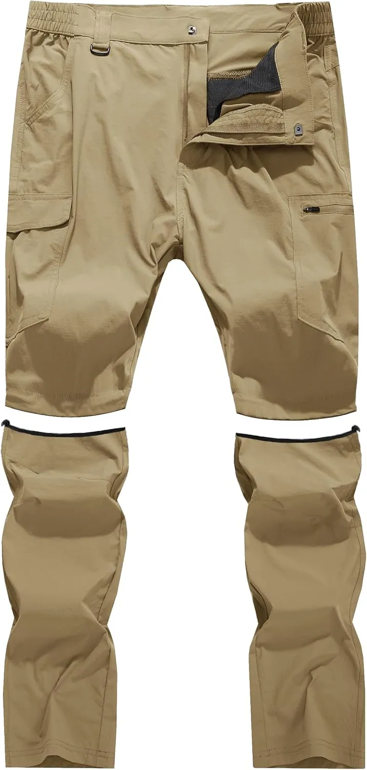 Men's Hiking Convertible Zip Off Pants Outdoor Waterproof Quick Dry Lightweight Fishing Safari Travel Cargo Work Pants