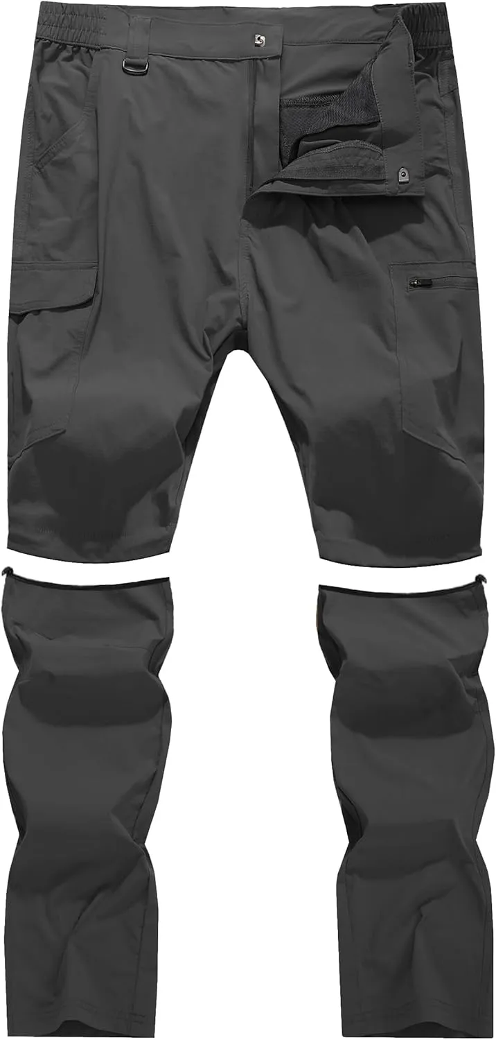 Men's Hiking Convertible Zip Off Pants Outdoor Waterproof Quick Dry Lightweight Fishing Safari Travel Cargo Work Pants