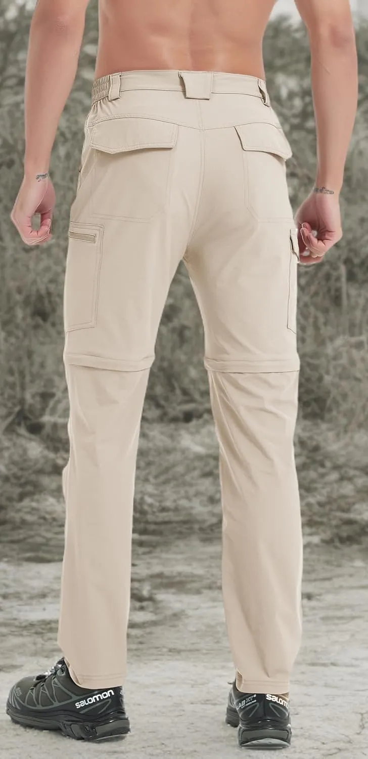 Men's Hiking Convertible Zip Off Pants Outdoor Waterproof Quick Dry Lightweight Fishing Safari Travel Cargo Work Pants