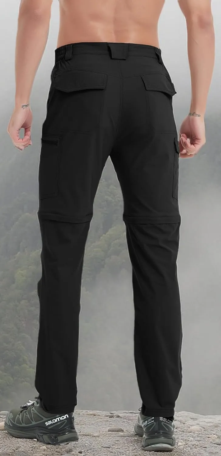 Men's Hiking Convertible Zip Off Pants Outdoor Waterproof Quick Dry Lightweight Fishing Safari Travel Cargo Work Pants