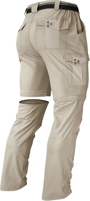 Men's Hiking Convertible Zip Off Pants Outdoor Waterproof Quick Dry Lightweight Fishing Safari Travel Cargo Work Pants