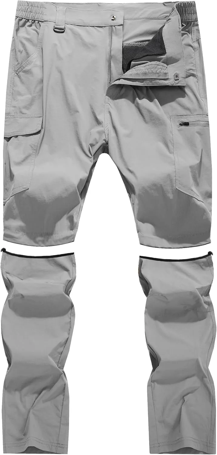 Men's Hiking Convertible Zip Off Pants Outdoor Waterproof Quick Dry Lightweight Fishing Safari Travel Cargo Work Pants