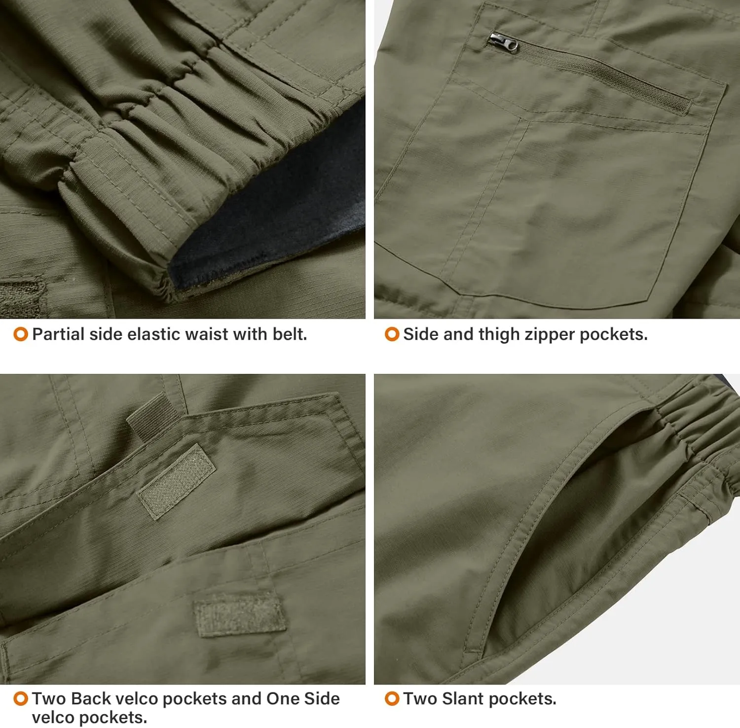 Mens Hiking Pants Quick Dry UPF 50 Travel Fishing Safari Cargo Pants Boy Scout Pants