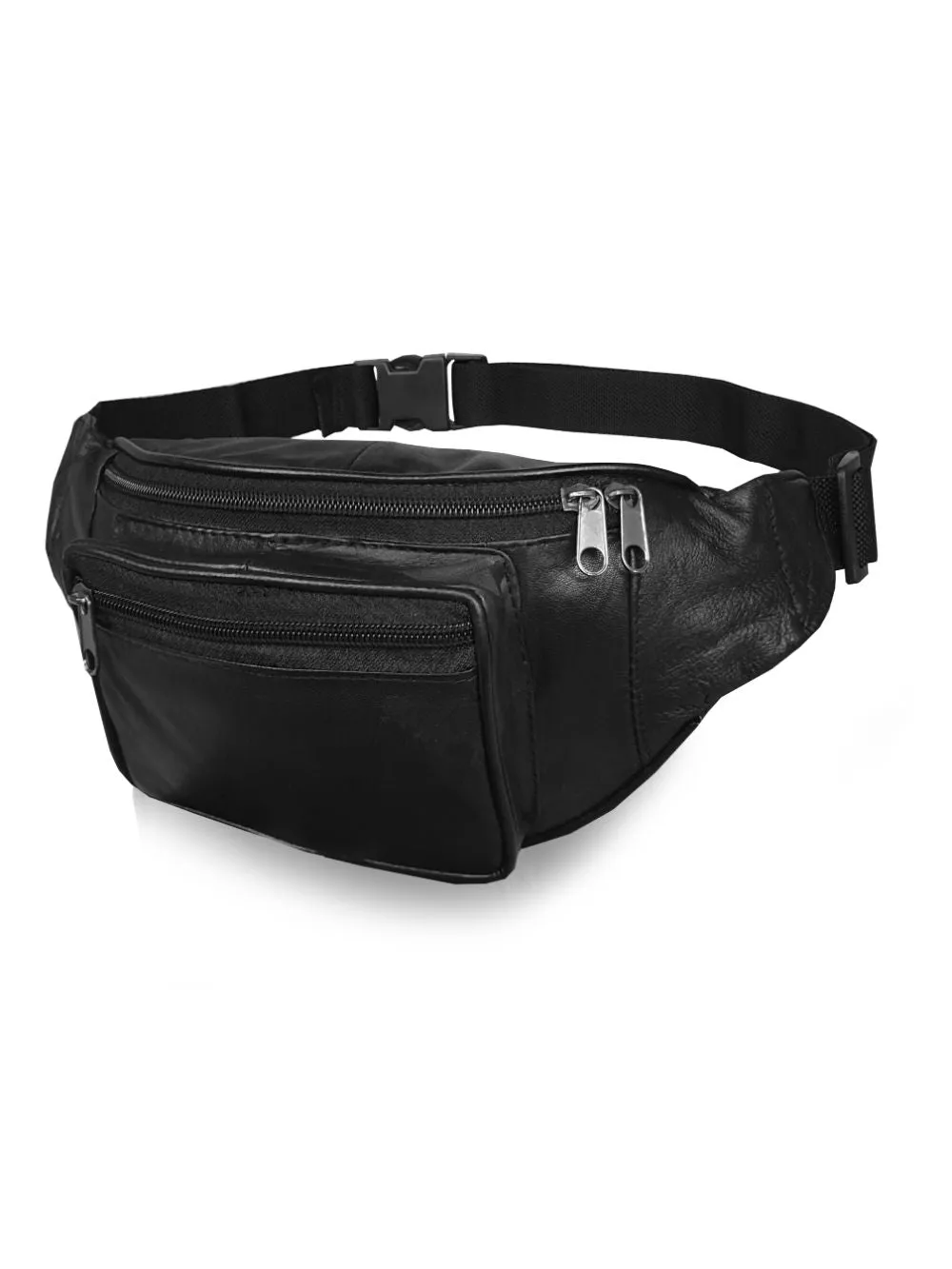 Mens Leather Bumbag - Travel Money Pouch - 3 Zipped Pockets - RL700