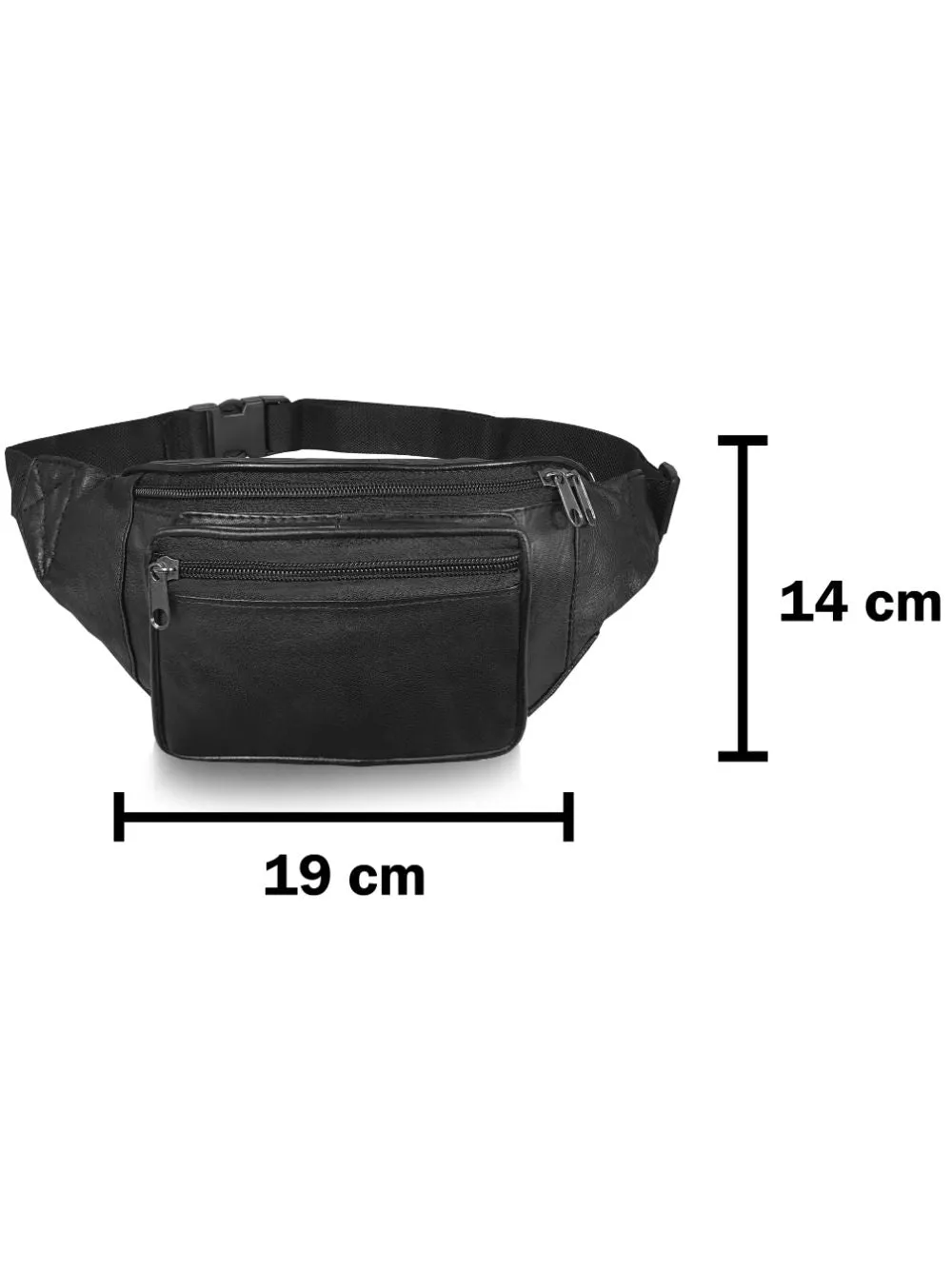 Mens Leather Bumbag - Travel Money Pouch - 3 Zipped Pockets - RL700