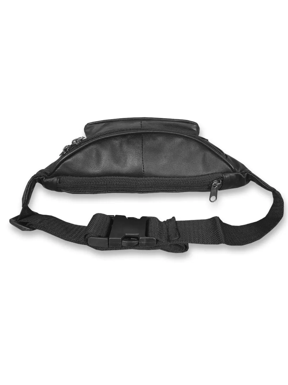 Mens Leather Bumbag - Travel Money Pouch - 3 Zipped Pockets - RL700