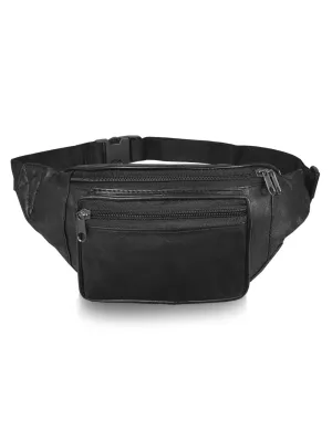 Mens Leather Bumbag - Travel Money Pouch - 3 Zipped Pockets - RL700