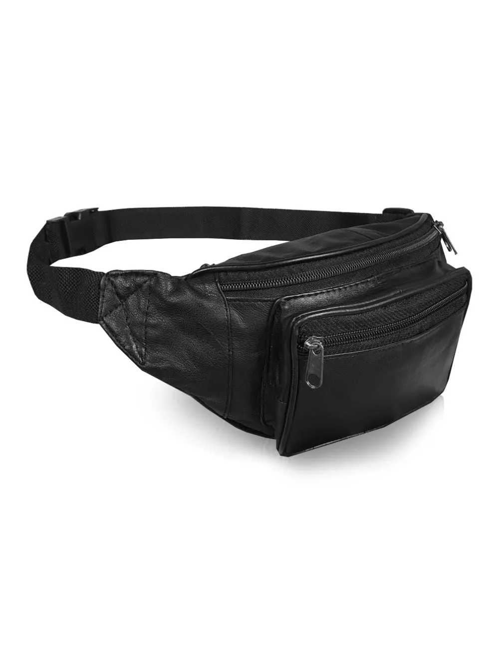 Mens Leather Bumbag - Travel Money Pouch - 3 Zipped Pockets - RL700