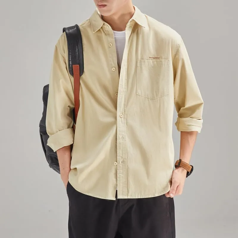 Men's Long Sleeves Casual Shirts Breathable Cotton Solid Relaxed Fit Shirts