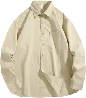 Men's Long Sleeves Casual Shirts Breathable Cotton Solid Relaxed Fit Shirts