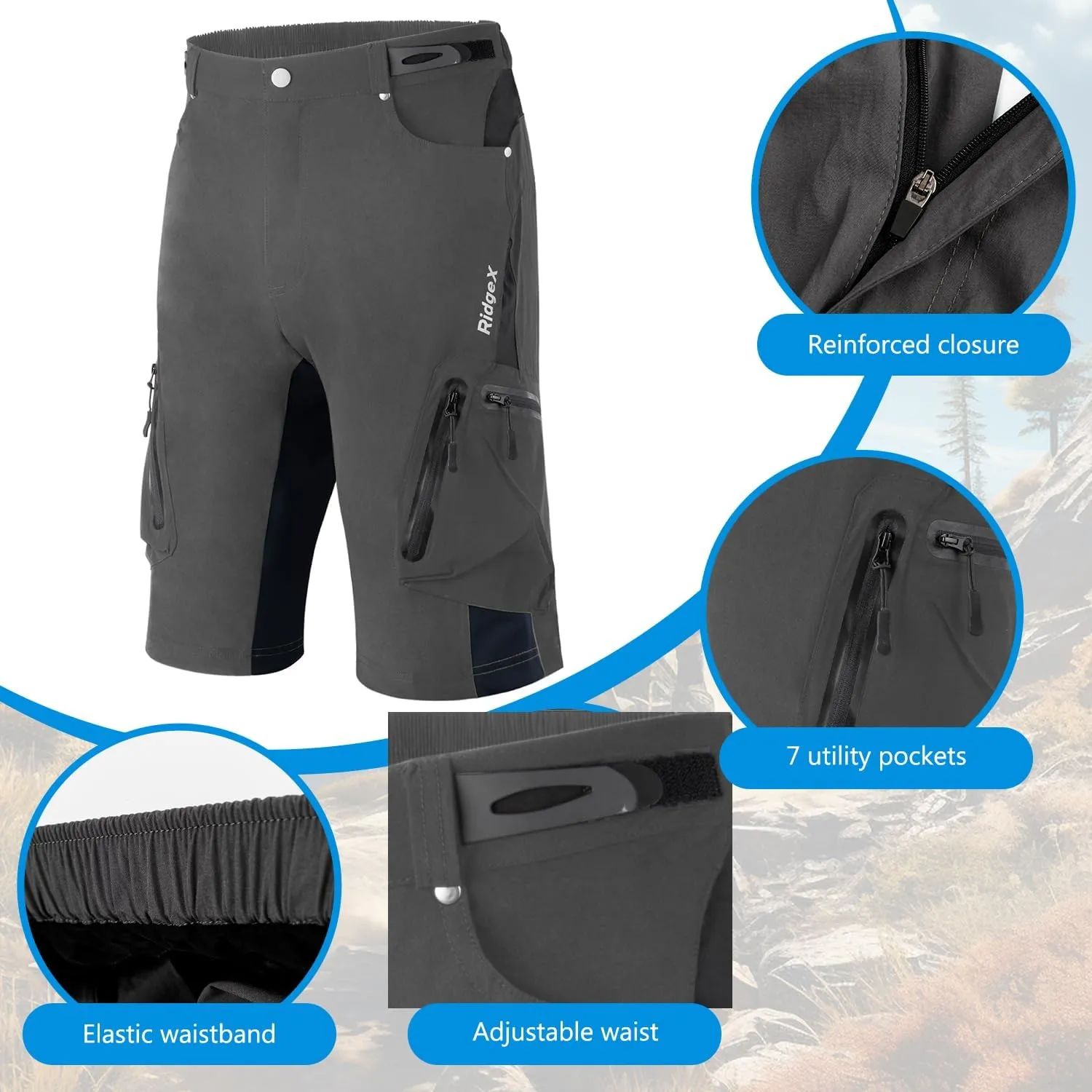 Men's Mountain Bike Shorts 3D Padded MTB Shorts Lightweight Loose-fit Bicycle Cycling Biking Shorts