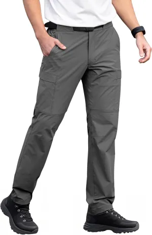 Men's Quick Dry Hiking Work Cargo Pants with Belt Lightweight Water-Resistant Stretch Pants for Fishing Outdoor Casual