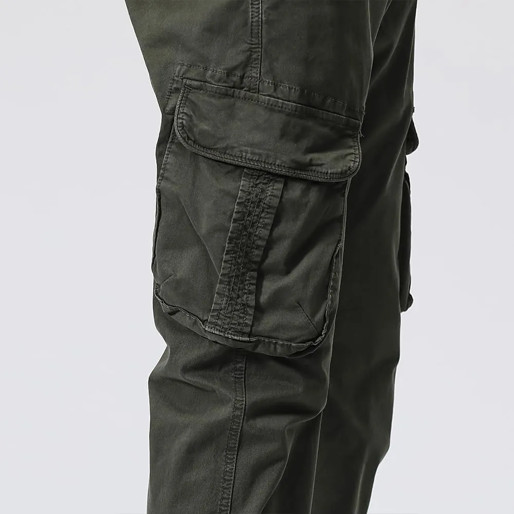 Men's Regular Fit Cargo Pants Drawstring Cotton Multi Pockets Military Pants