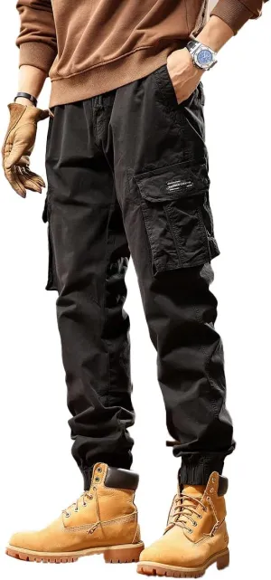 Men's Regular Fit Military Cargo Pants Multi Pockets Drawstring Cotton Tactical Pants