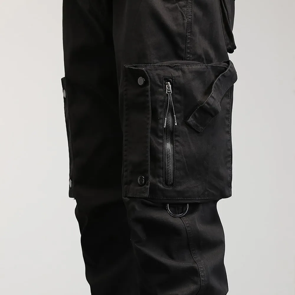 Men's Regular Fit Tactical Cargo Pants Drawstring Cotton 3D Pockets Work Pants