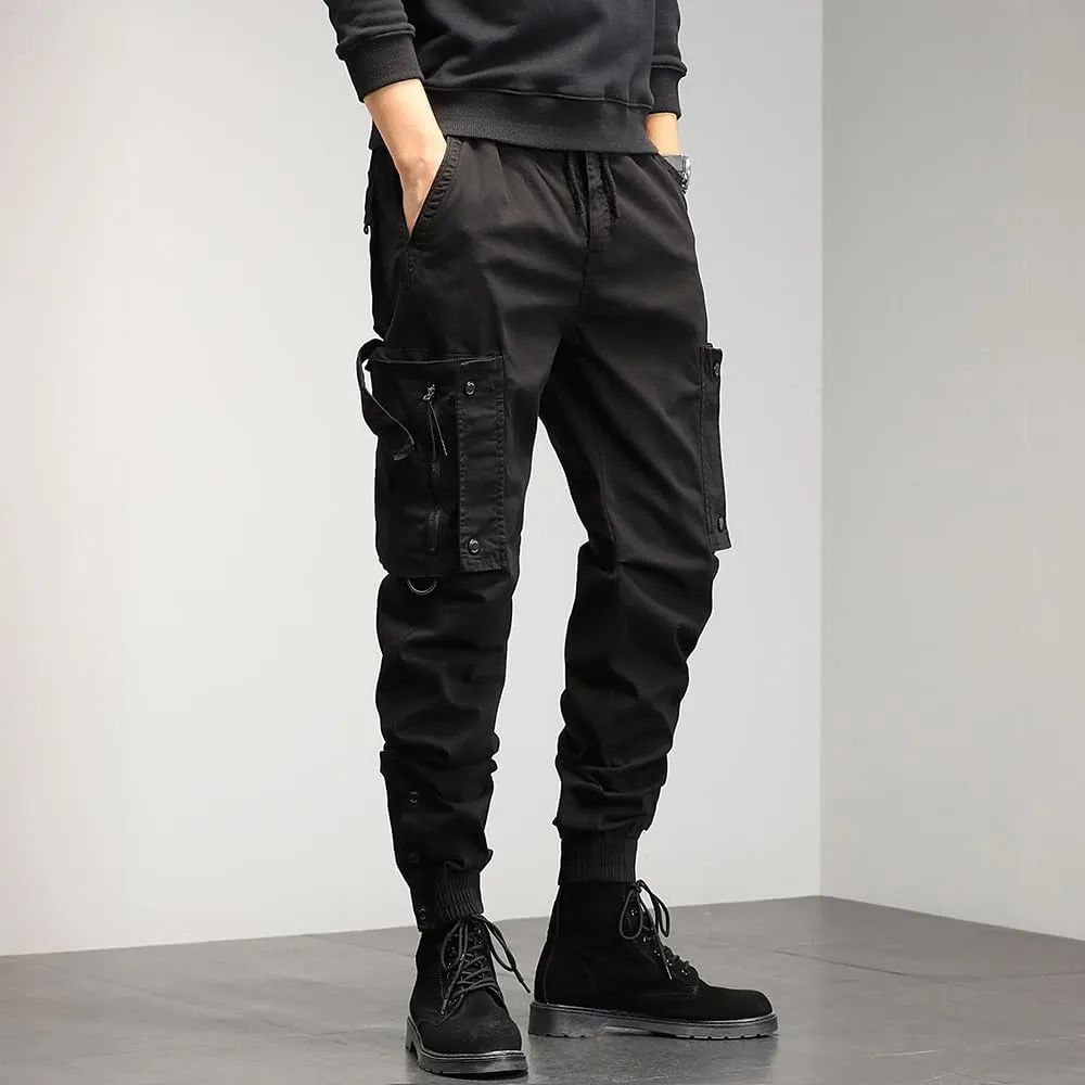 Men's Regular Fit Tactical Cargo Pants Drawstring Cotton 3D Pockets Work Pants