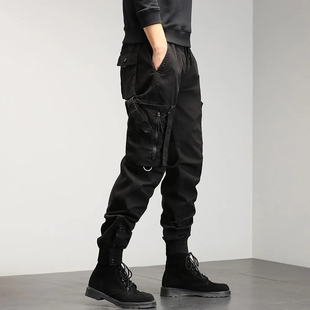 Men's Regular Fit Tactical Cargo Pants Drawstring Cotton 3D Pockets Work Pants