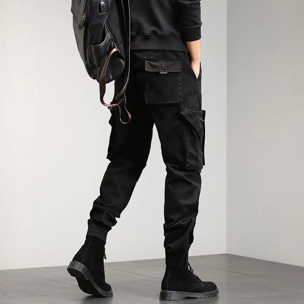 Men's Regular Fit Tactical Cargo Pants Drawstring Cotton 3D Pockets Work Pants