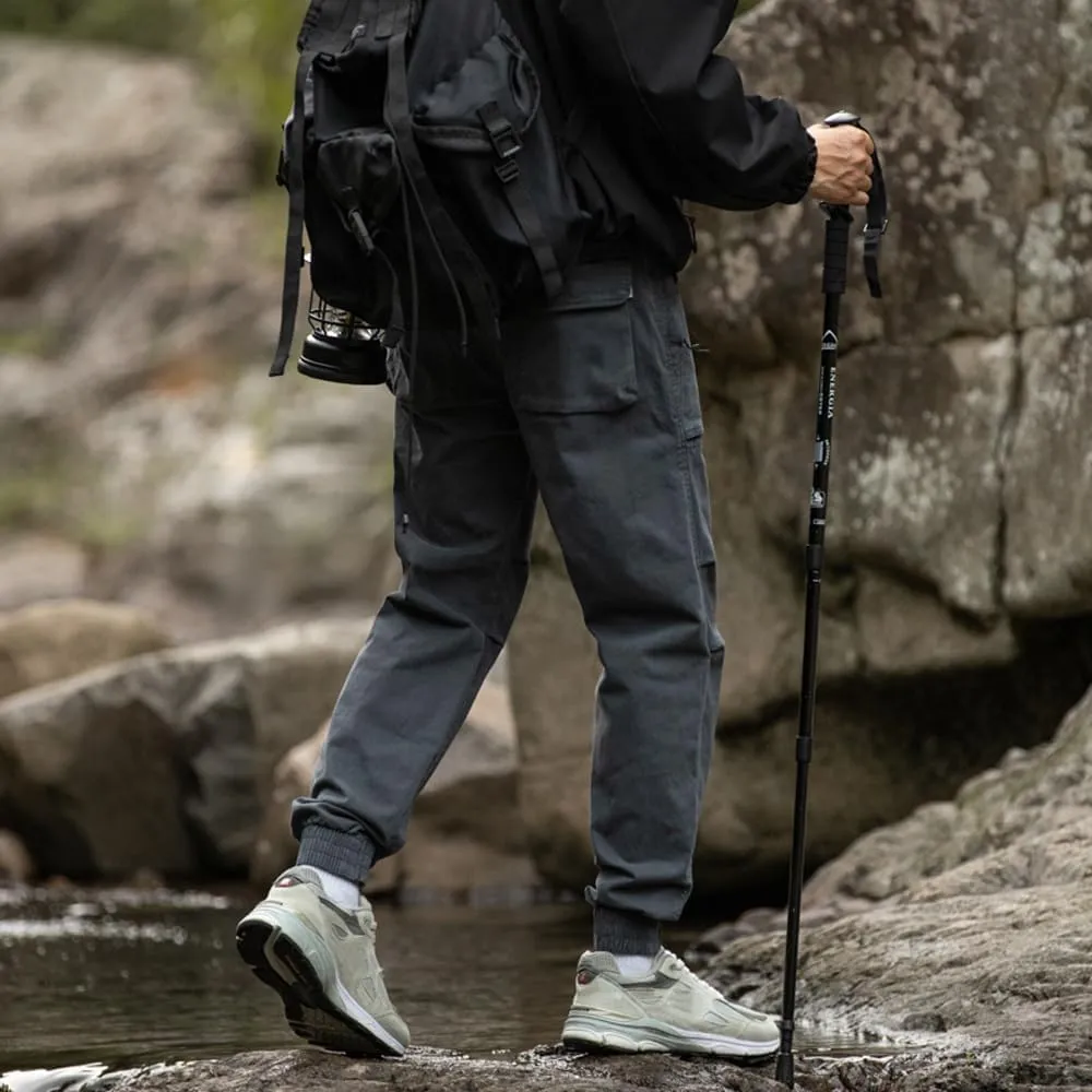 Men's Regular Fit Tactical Cargo Pants Drawstring Cotton Outdoor Work Trousers