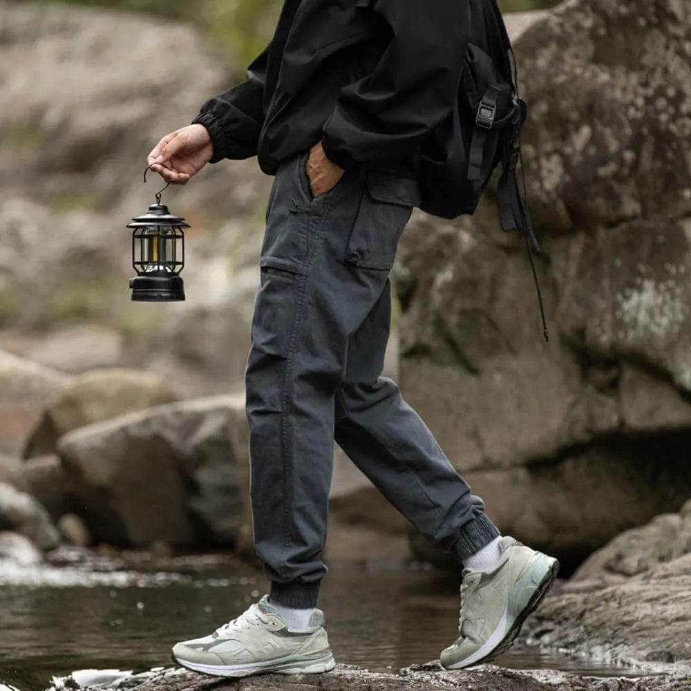 Men's Regular Fit Tactical Cargo Pants Drawstring Cotton Outdoor Work Trousers