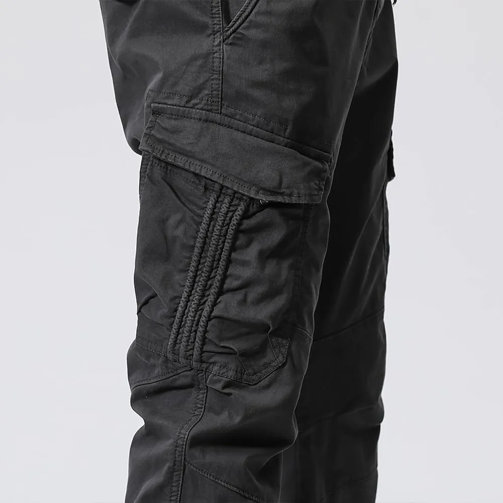 Men's Regular Fit Tactical Cargo Pants Multi Pockets Drawstring Cotton Military Trousers