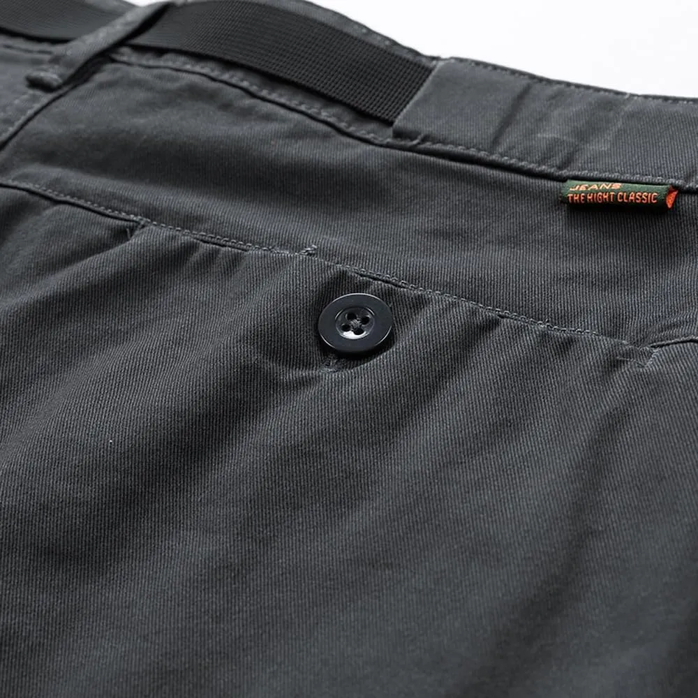 Men's Slim Fit Casual Cargo Shorts Summer Solid Drawstring Cotton Work Shorts