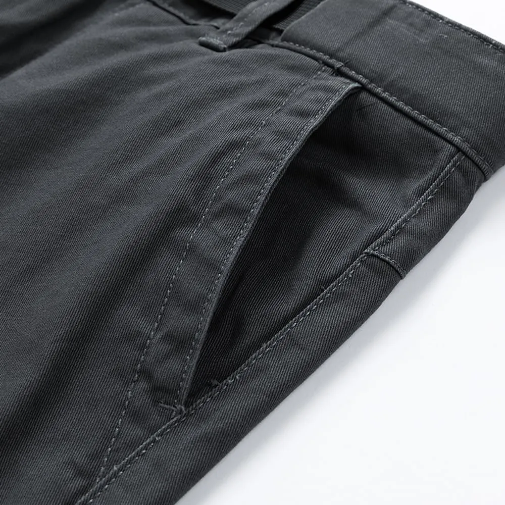 Men's Slim Fit Casual Cargo Shorts Summer Solid Drawstring Cotton Work Shorts