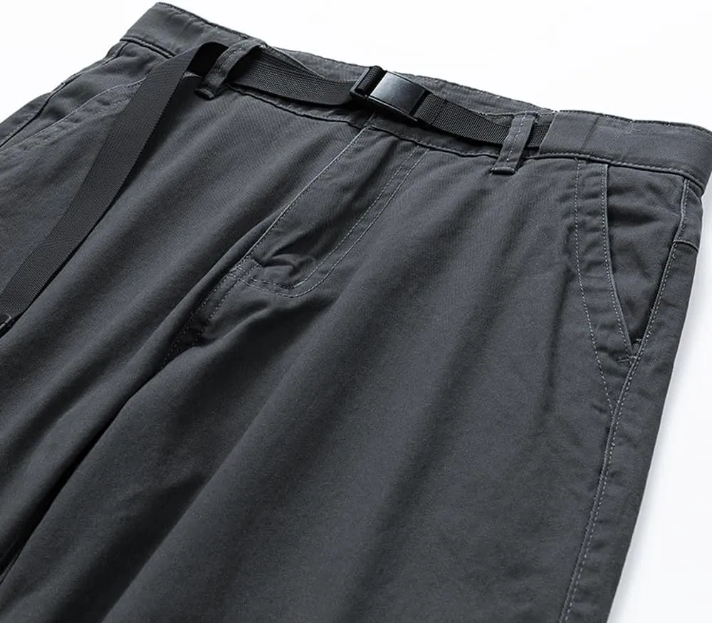 Men's Slim Fit Casual Cargo Shorts Summer Solid Drawstring Cotton Work Shorts