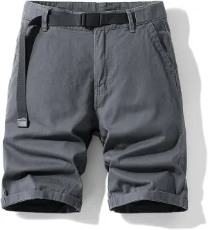 Men's Slim Fit Casual Cargo Shorts Summer Solid Drawstring Cotton Work Shorts
