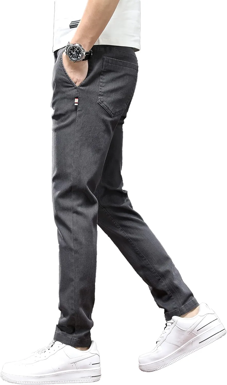 Men's Slim Fit Casual Pants Cotton Wrinkle-Resistant Black Pants