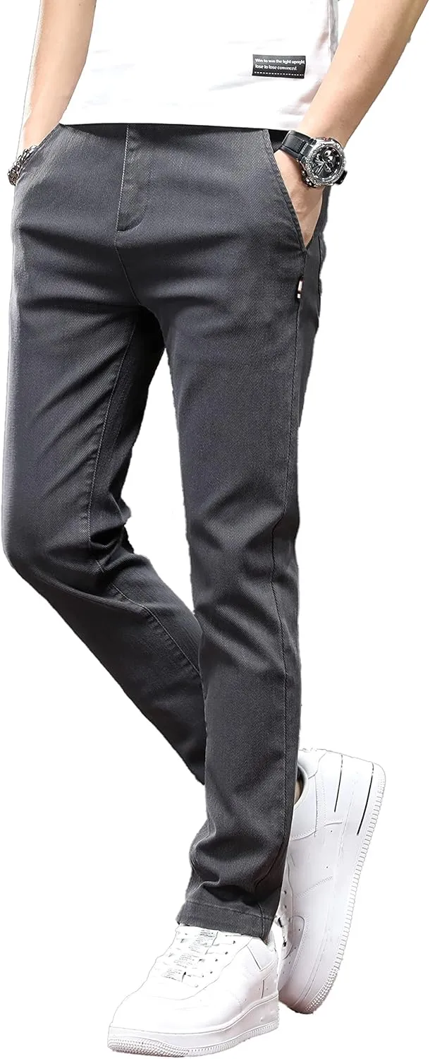 Men's Slim Fit Casual Pants Cotton Wrinkle-Resistant Black Pants