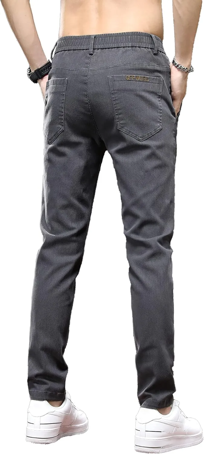 Men's Slim Fit Casual Pants Cotton Wrinkle-Resistant Black Pants