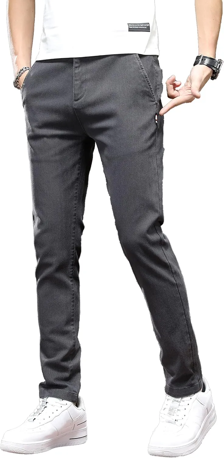 Men's Slim Fit Casual Pants Cotton Wrinkle-Resistant Black Pants